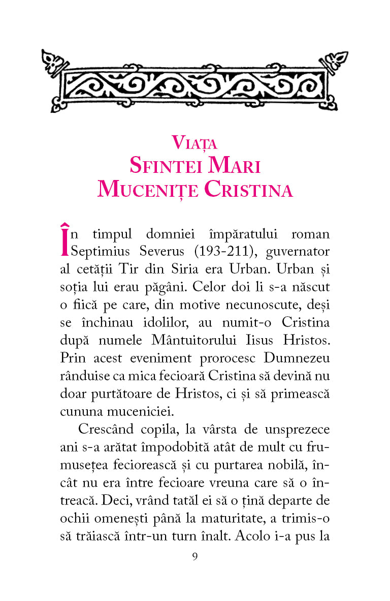 Viața, paraclisul și acatistul Sfintei Mari Mucenițe Cristina